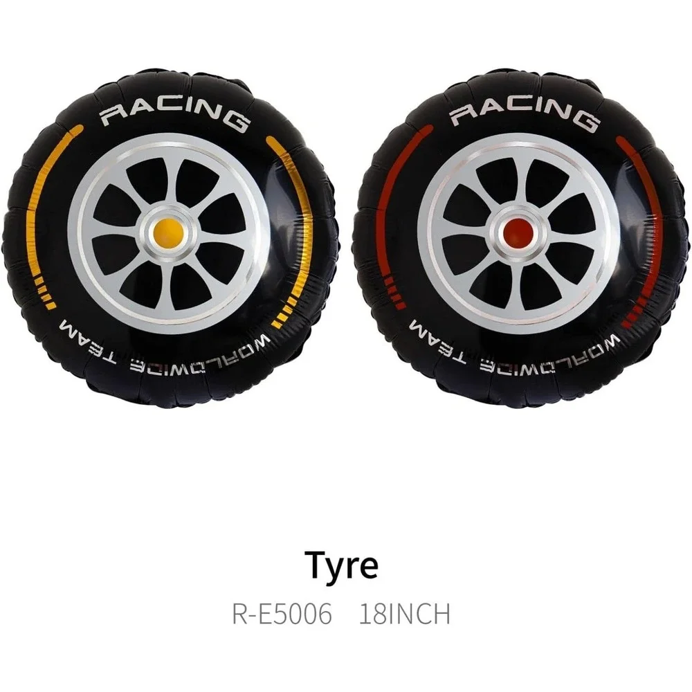 Race Car Tire Balloons Black‎ White Checkered Decor